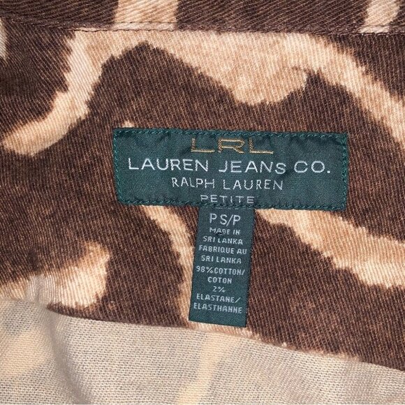 Lauren Ralph Lauren Vintage Denim Jacket Women’s Size Small P Brown Animal Print - Picture 7 of 11